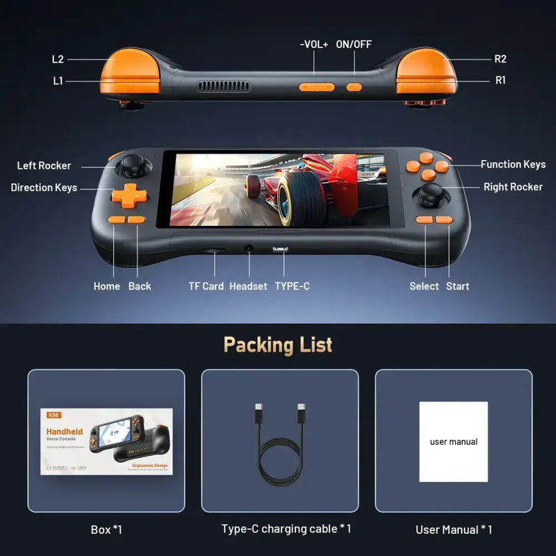 Retro Handheld Console – 5.5" Touchscreen, Android 14, Rechargeable Battery by Habicare