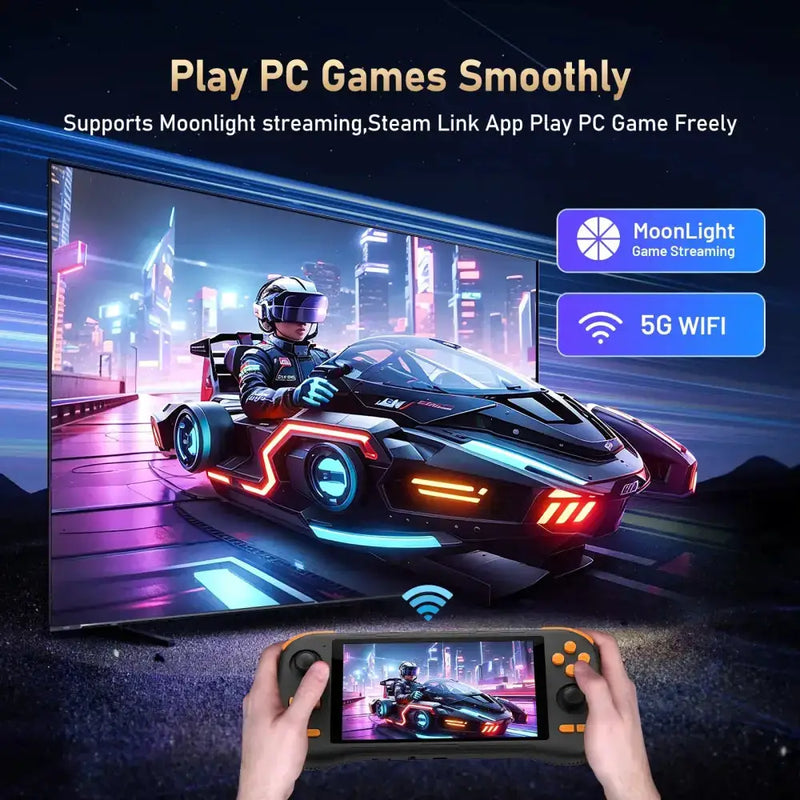 Retro Handheld Console – 5.5" Touchscreen, Android 14, Rechargeable Battery by Habicare
