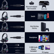 RGB Wired Gaming Headset – Over-Ear, Noise-Cancelling Mic by Habicare