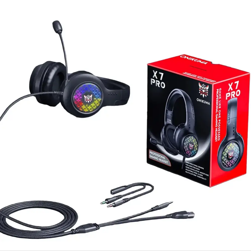 RGB Wired Gaming Headset – Over-Ear, Noise-Cancelling Mic by Habicare