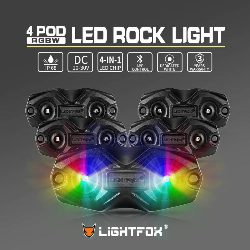 LIGHTFOX RGBW LED Rock Lights - 4 Pack by Kiwi Offroad