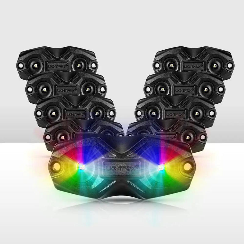 LIGHTFOX RGBW LED Rock Lights - 8 Pack by Kiwi Offroad