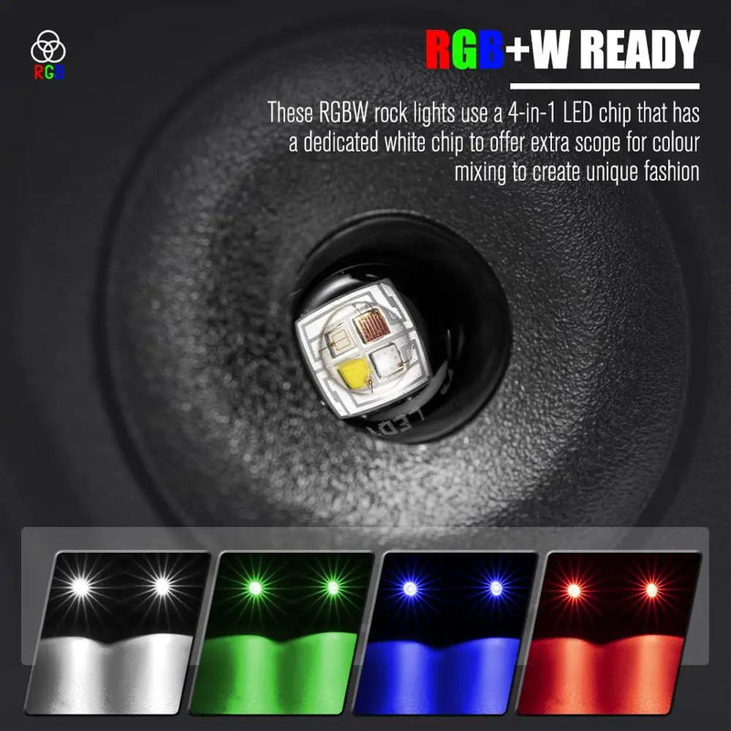 LIGHTFOX RGBW LED Rock Lights - 4 Pack by Kiwi Offroad