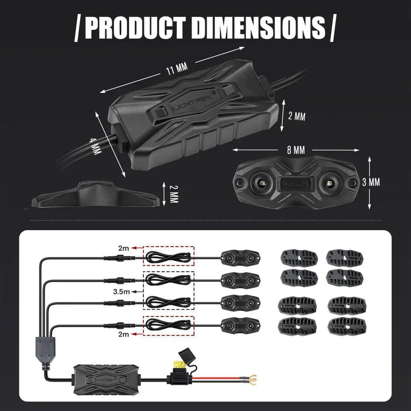 LIGHTFOX RGBW LED Rock Lights - 4 Pack by Kiwi Offroad