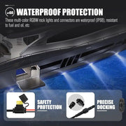 LIGHTFOX RGBW LED Rock Lights - 8 Pack by Kiwi Offroad