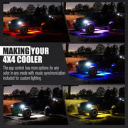 LIGHTFOX RGBW LED Rock Lights - 8 Pack by Kiwi Offroad