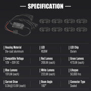 LIGHTFOX RGBW LED Rock Lights - 8 Pack by Kiwi Offroad