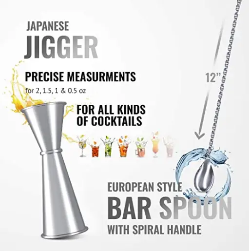 11PCS Cocktail Shaker Bar Set by salelink.co.nz