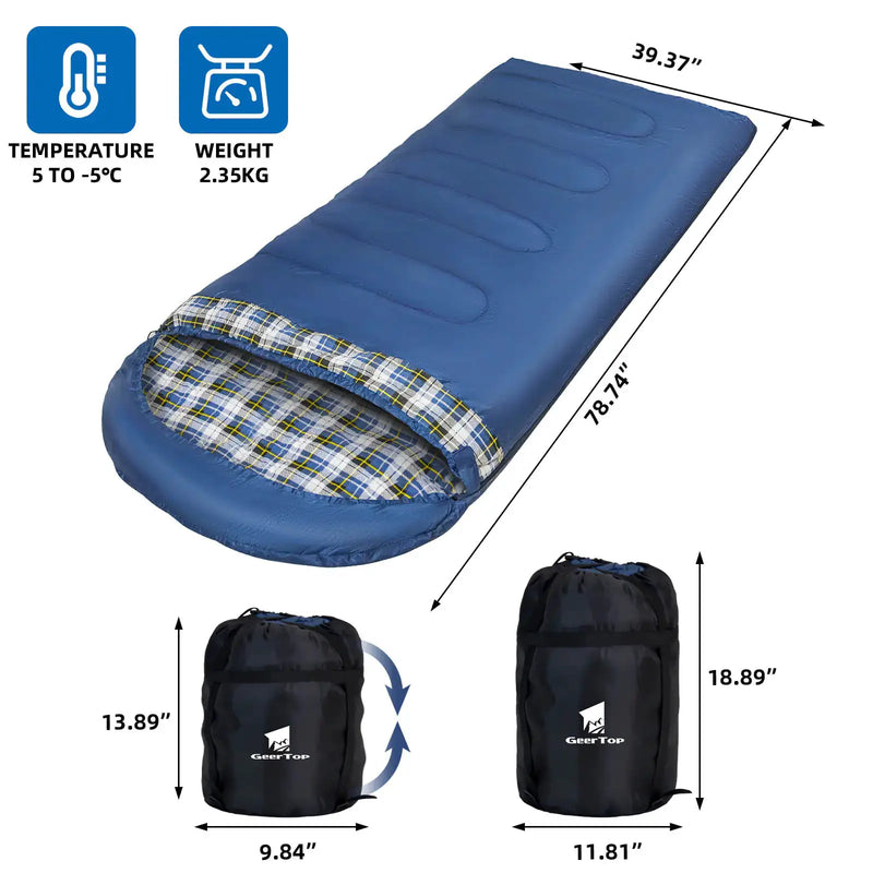 Large Winter Flannel Sleeping Bag - 220x100cm Warm Thickened Camping Sleeping Bag | Envelope Design by Mead's Supply & Equipment Outfitters limited