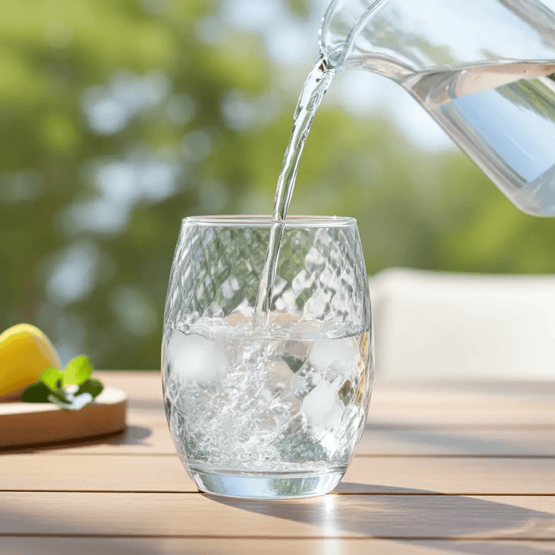 Clear Diagonal Textured Glass Tumbler 420ml by Nest & Stem Homewares