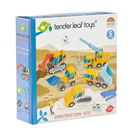 Wooden Construction Vehicle Set - Tender Leaf Toys | Wooden Toy NZ by Curious Moonbeam