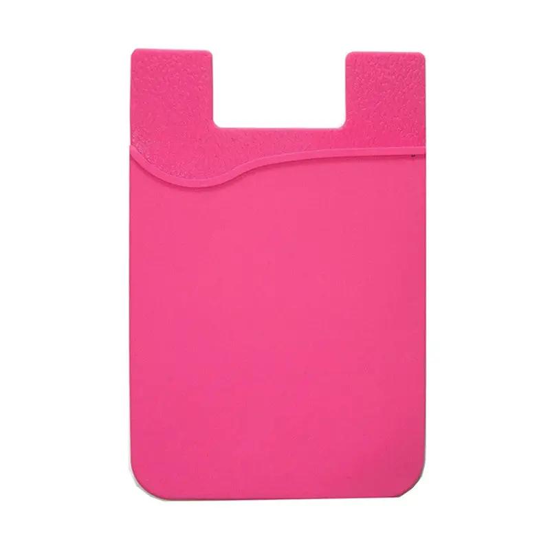 Fushia Silicone Credit Card Holder Pocket Case Wallet Pouch Sticker Cellphone Phone by salelink.co.nz