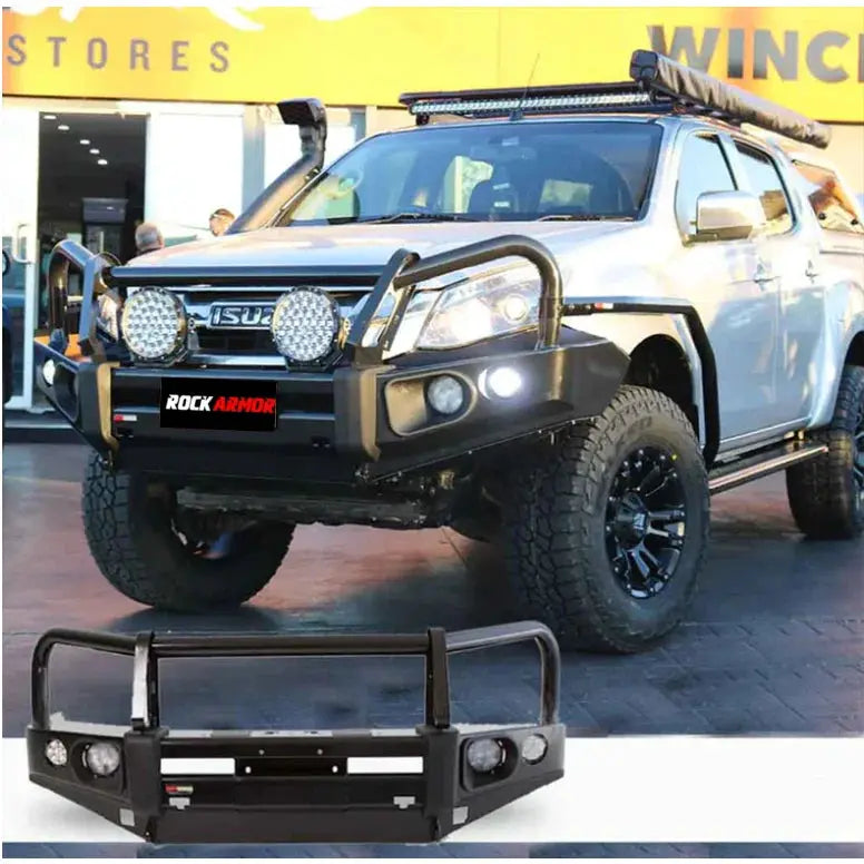 Rockarmor Elite Hoop Steel Bullbar - Isuzu Dmax 01/2017-07/2020 (Bar Replacement Eyebrows) by RockarmorNZ