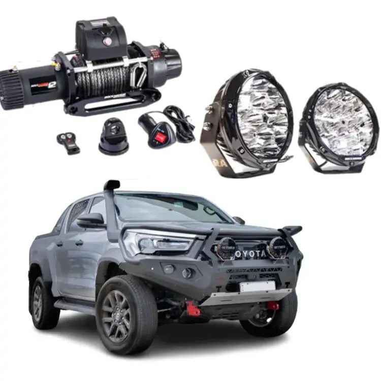 Rockarmor Gt Hoop Bullbar Combo Pack - Toyota Hilux Widebody 2022+ by RockarmorNZ