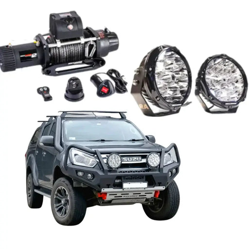 Rockarmor Gt Hoop Steel Bullbar Combo Package - Isuzu Dmax 2017-2020 PFL (Full Bar Replacement) by RockarmorNZ