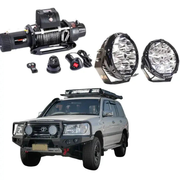Rockarmor Gt Hoop Steel Bullbar Combo Package - Landcruiser 105 Series 98-07 (Full Bar Replacement) by RockarmorNZ