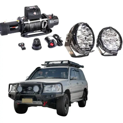 Rockarmor Gt Hoop Steel Bullbar Combo Package - Landcruiser 105 Series 98-07 (Full Bar Replacement) by RockarmorNZ