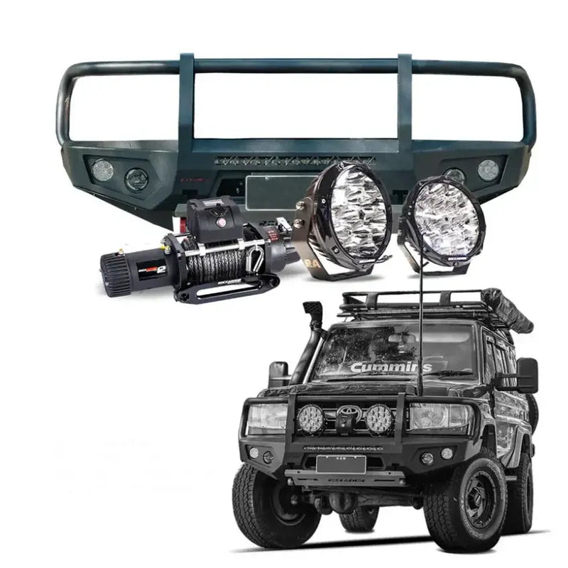 Rockarmor Gt Hoop Steel Bullbar Combo Package - Toyota Landcruiser 79 03/2007 - 11/2023 (Full Bar Replacement) by RockarmorNZ
