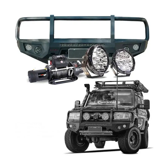 Rockarmor Gt Hoop Steel Bullbar Combo Package - Toyota Landcruiser 79 03/2007 - 11/2023 (Full Bar Replacement) by RockarmorNZ
