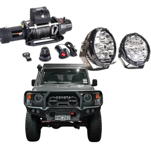 Rockarmor Gt Hoop Steel Bullbar Combo - Toyota Landcruiser 76 78 79 2023+ (Full Bar Replacement) by RockarmorNZ