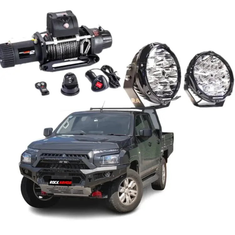 Rockarmor Gt Hoopless Bullbar Combo Pack - Mitsubishi Mv Triton 2024 by RockarmorNZ
