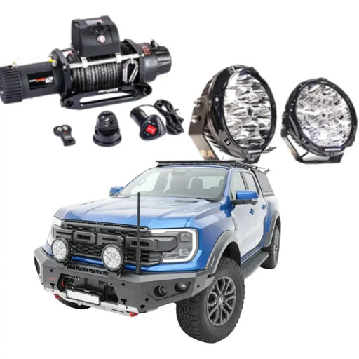Rockarmor Gt Hoopless Steel Bullbar Combo Package - Ranger Raptor Next Gen 2023 to Current (Full Bar Replacement) by RockarmorNZ