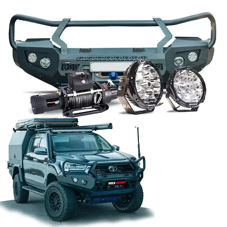 Rockarmor Gt Steel Hoop Bullbar Combo Pack - Toyota Hilux 2020-2025 by RockarmorNZ