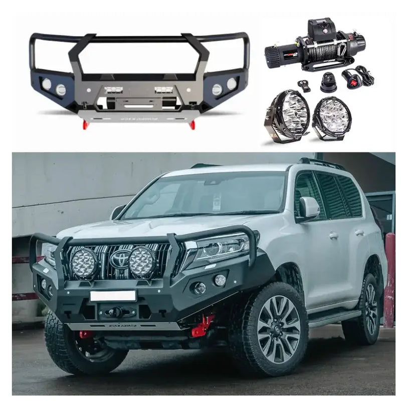Rockarmor Gt Steel Hoop Bullbar Combo Pack - Toyota Prado 150 Series 2018+ by RockarmorNZ
