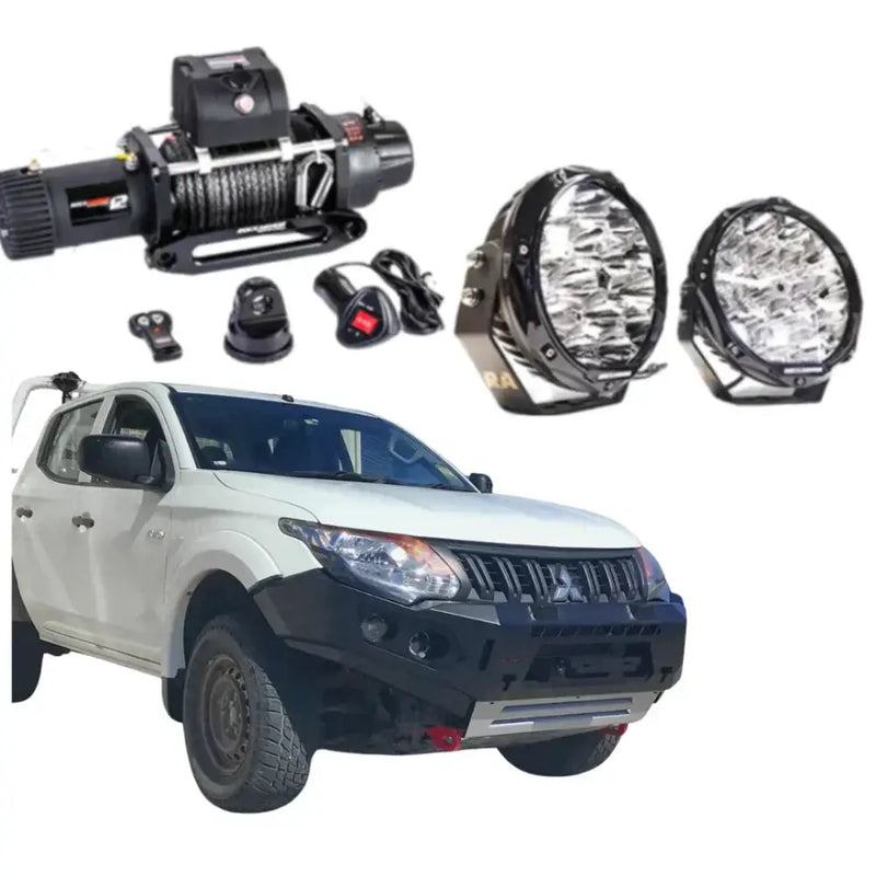 Rockarmor Gt Steel Hoopless Bullbar Combo- Mitsubishi Mq Triton (Full Bar Replacement) by RockarmorNZ