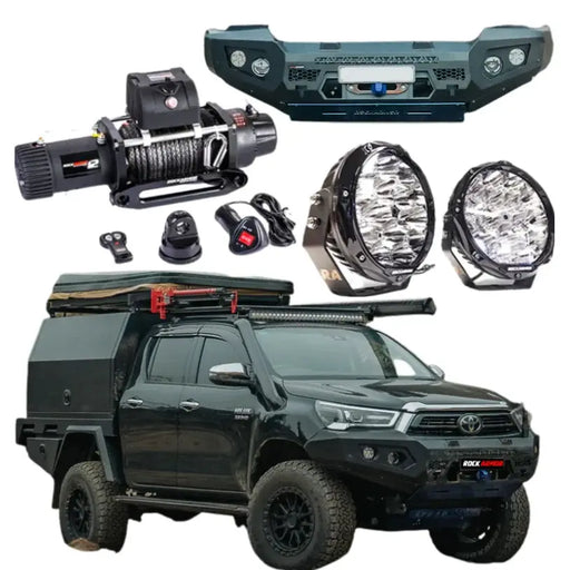 Rockarmor Gt Steel Hoopless Bullbar Combo Pack - Toyota Hilux 2020-2025 by RockarmorNZ