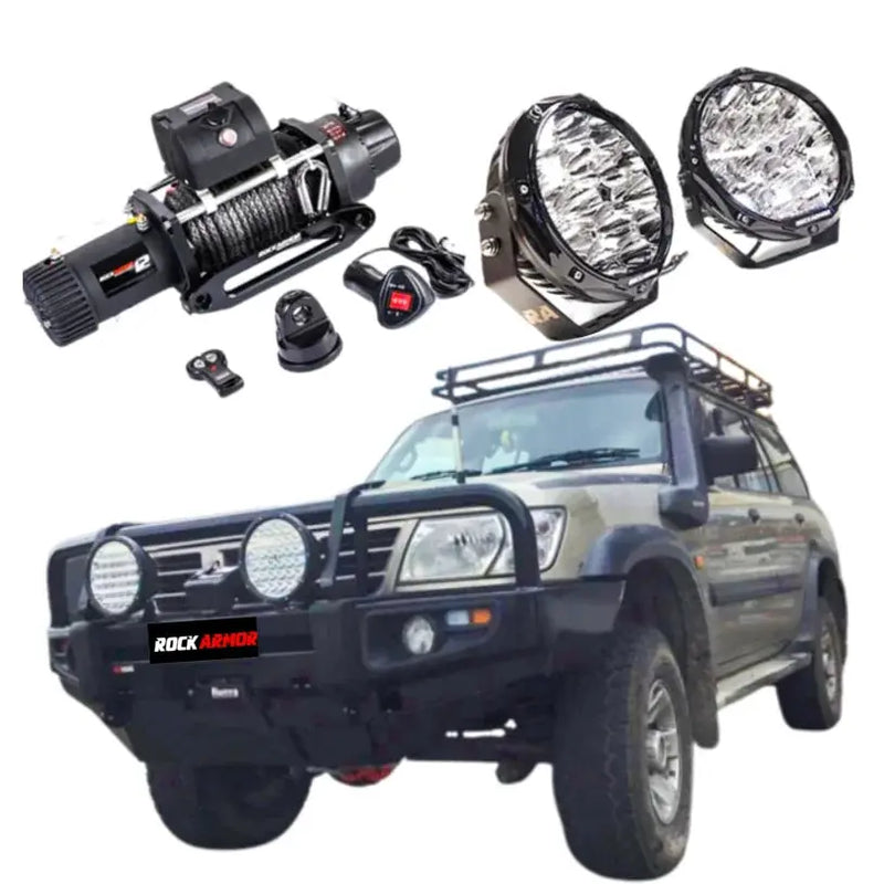 Rockarmor Premium Bullbar Frontal Combo To Suit Nissan Patrol Gu1 97- 09/2004 (Full Bar Replacement) by RockarmorNZ