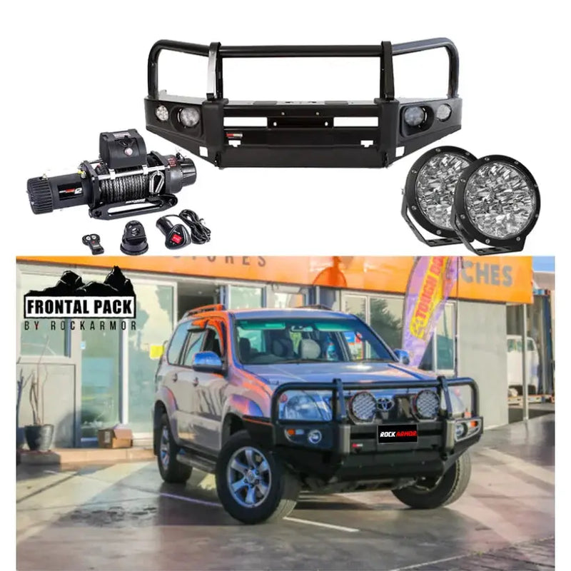 Rockarmor Premium Bullbar Frontal Combo To Suit Toyota Prado 120 2003-2009 (Full Bar Replacement) by RockarmorNZ