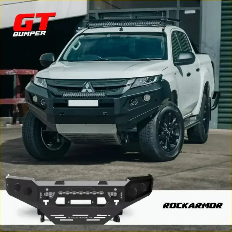 Rockarmor Rock Pack — Mitsubishi Triton Mr 12/2018 - 02/2024 | GT Hoopless Bullbar + Rock Sliders by RockarmorNZ