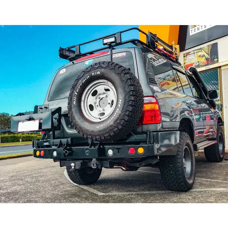 Rockarmor Steel Dual Wheel Carrier To Suit Toyota Landcruiser Fj105 Series 1998-2002 Live Axle (Solid Front End) by RockarmorNZ