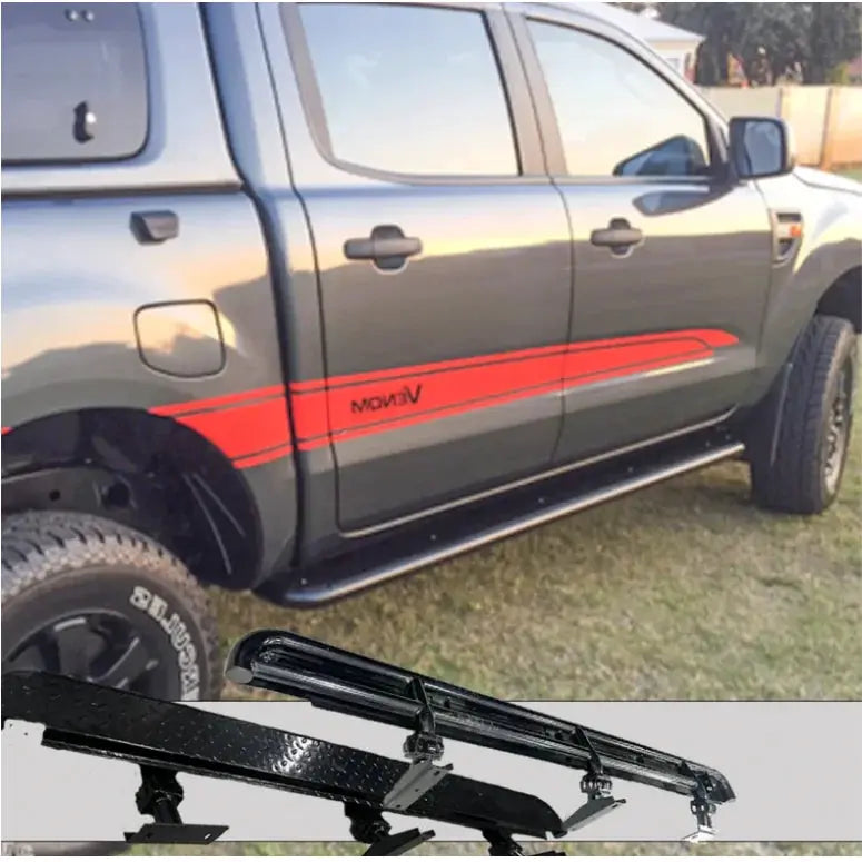 Rockarmor Steel Rockslider Side Steps To Suit Ford Ranger Px1 Px2 Px3 Dual Cab/Extra Cab 2012-2022 by RockarmorNZ