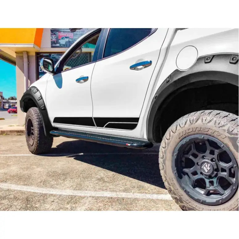 Rockarmor Steel Rockslider Side Steps To Suit Mitsubishi Triton Ml/Mn 2006+ Dual Cab by RockarmorNZ