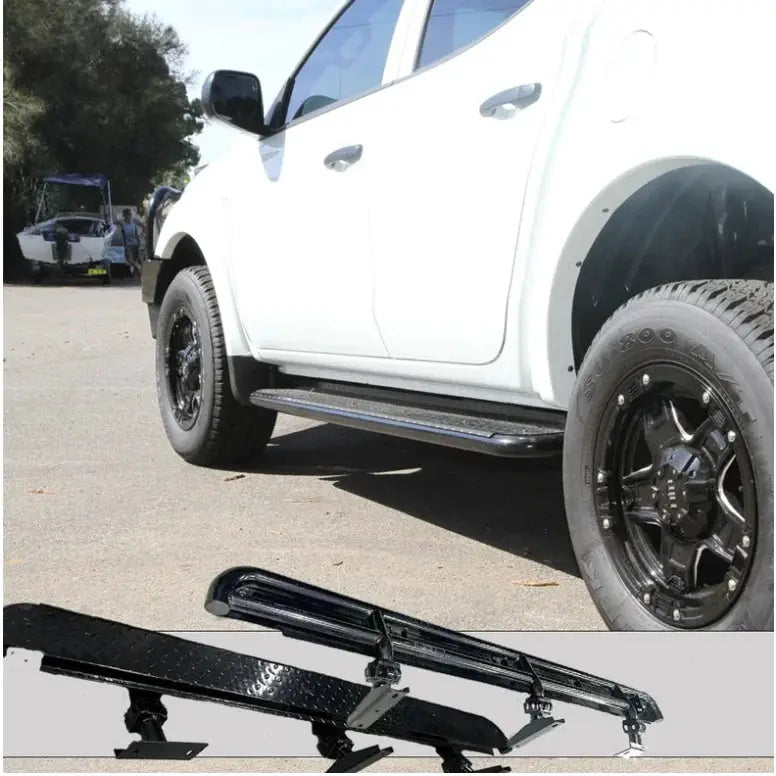 Rockarmor Steel Rockslider Side Steps To Suit Mitsubishi Triton MR 12/2018 - 02/2024 by RockarmorNZ