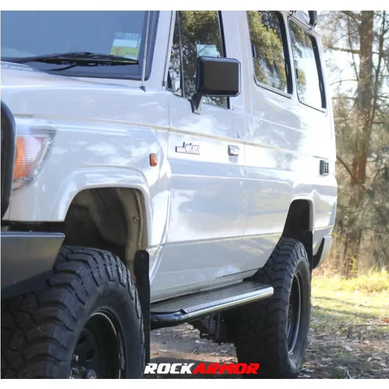 Rockarmor Steel Rockslider Side Steps To Suit Toyota Landcruiser 78 Series V8 Troop Carrier 2007+ by RockarmorNZ
