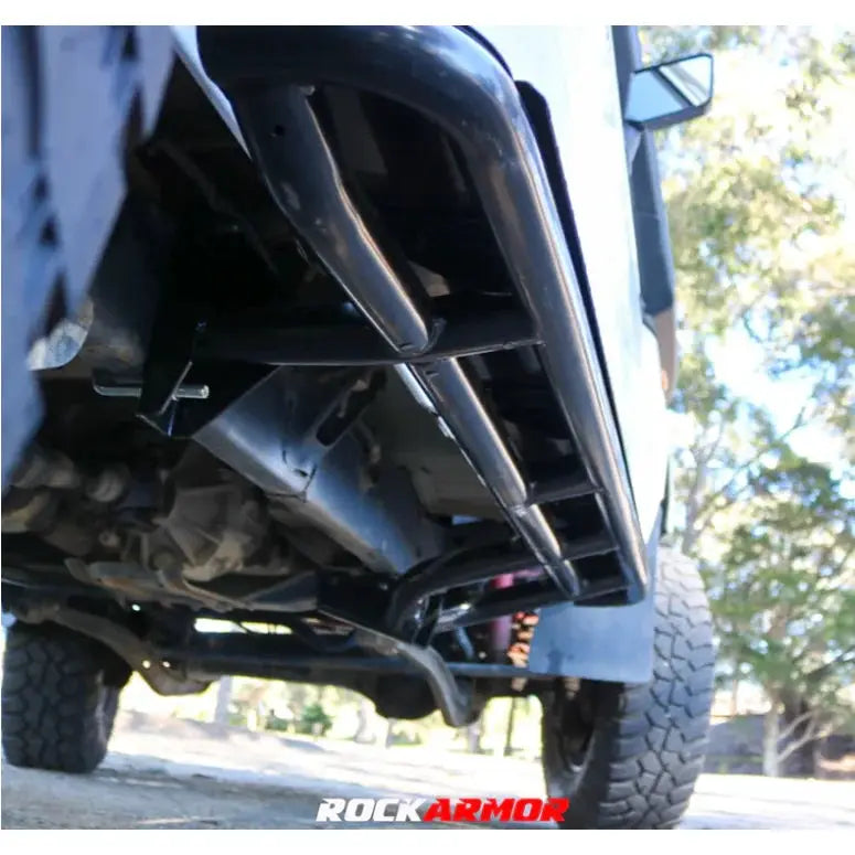Rockarmor Steel Rockslider Side Steps To Suit Toyota Landcruiser 78 Series V8 Troop Carrier 2007+ by RockarmorNZ