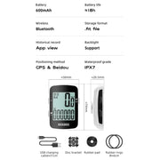 Rockbros Wireless Bluetooth GPS Bicycle Computer, IPX7 Waterproof Speedometer by Habicare