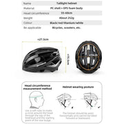 Rechargeable LED Bicycle Helmet with Rear Light (different colours available) by Habicare