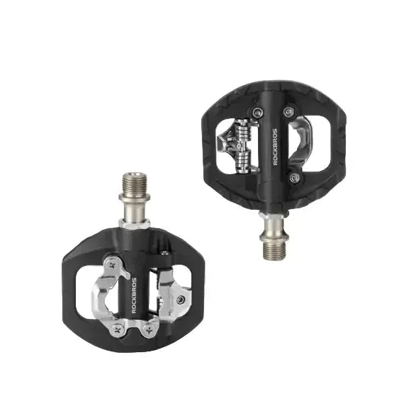 2-in-1 MTB Rockbros Bicycle Lock Pedals, Anti-Slip Flat Platform & Shimano SPD Compatible by Habicare