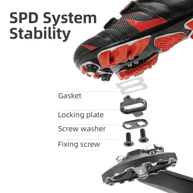 2-in-1 MTB Rockbros Bicycle Lock Pedals, Anti-Slip Flat Platform & Shimano SPD Compatible by Habicare