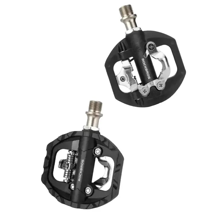 2-in-1 MTB Rockbros Bicycle Lock Pedals, Anti-Slip Flat Platform & Shimano SPD Compatible by Habicare