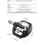 2-in-1 MTB Rockbros Bicycle Lock Pedals, Anti-Slip Flat Platform & Shimano SPD Compatible by Habicare