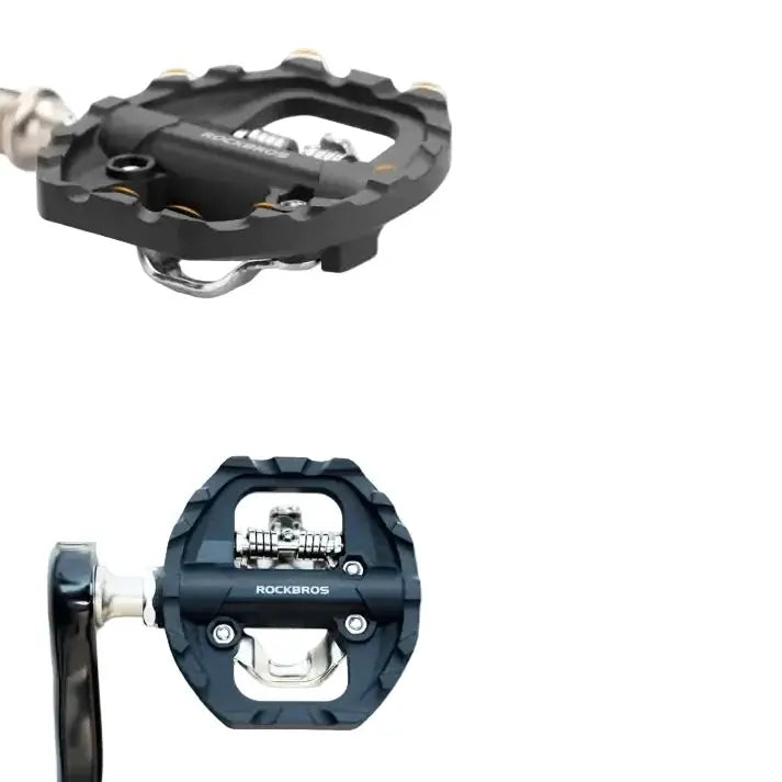 2-in-1 MTB Rockbros Bicycle Lock Pedals, Anti-Slip Flat Platform & Shimano SPD Compatible by Habicare