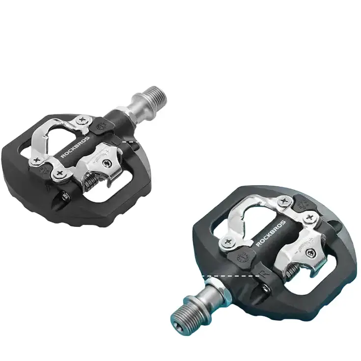 2-in-1 MTB Rockbros Bicycle Lock Pedals, Anti-Slip Flat Platform & Shimano SPD Compatible by Habicare