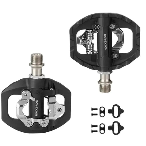 Habicare 2-in-1 MTB Rockbros Bicycle Lock Pedals, Anti-Slip Flat Platform & Shimano SPD Compatible Rockbros 2 In 1 MTB Bicycle Lock Pedals Anti Slip
