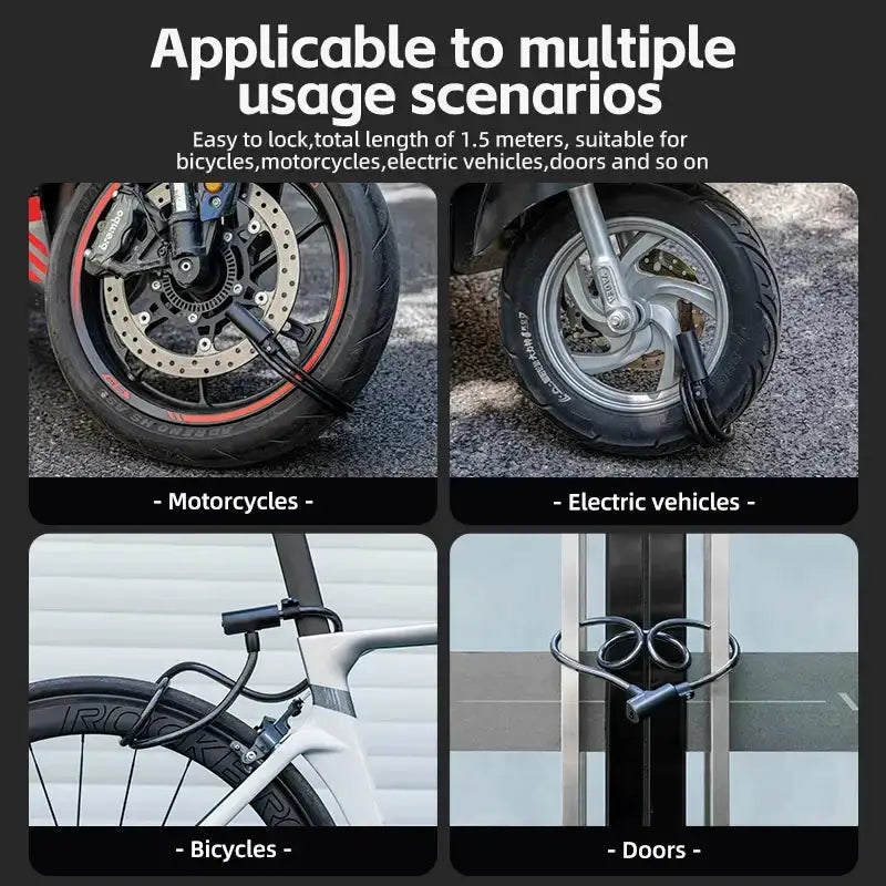 Portable Zinc Alloy Bicycle Cable Lock with Keys by Habicare