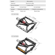 Rockbros Alloy Bearing MTB Bike Pedals, Reflective Anti-Slip Flat Platform by Habicare